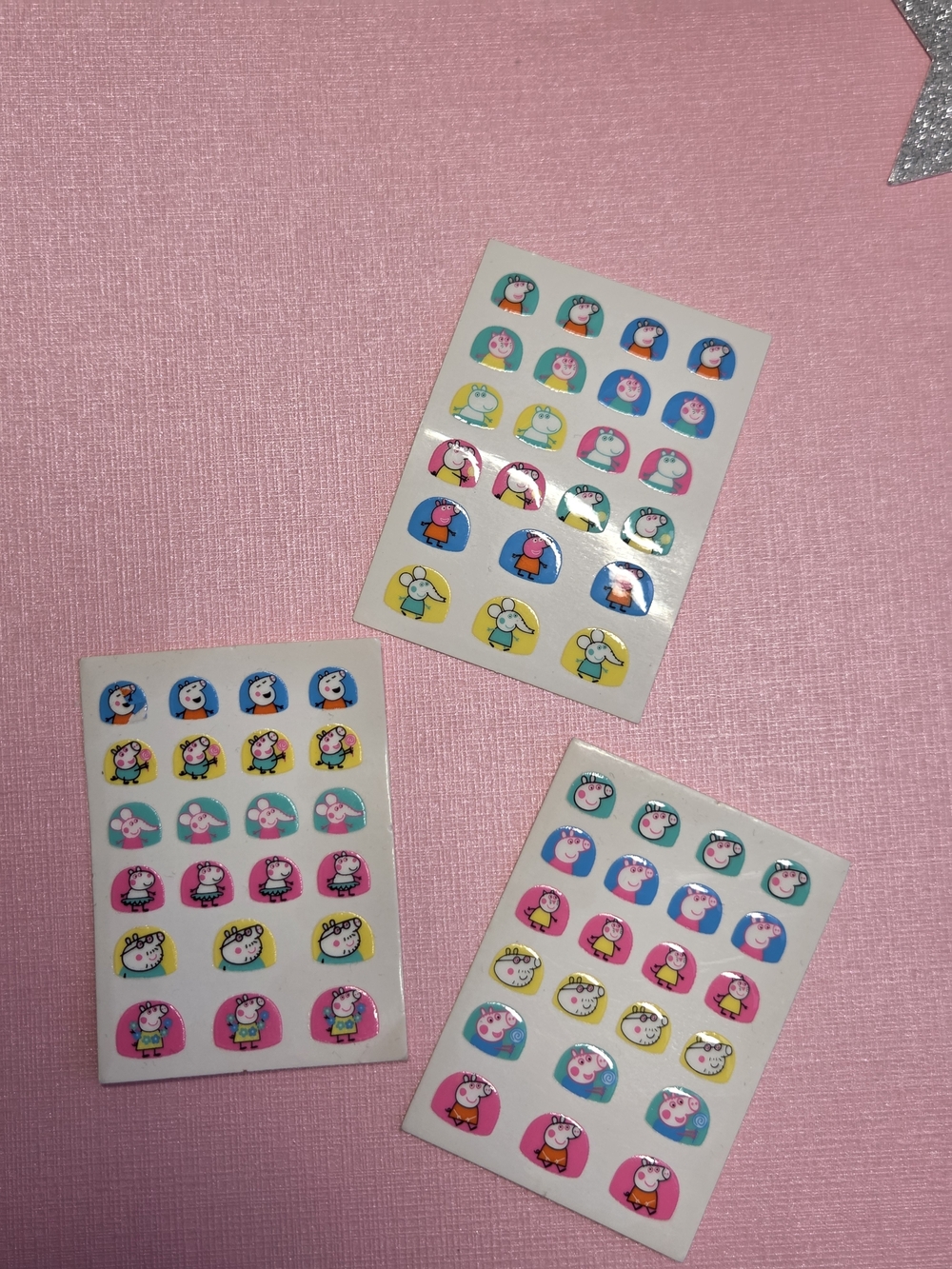 Cute Peppa Pig Round Sticker Sheet Set - Pink, Blue, Yellow